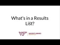 Thumbnail for What's in a Results List?